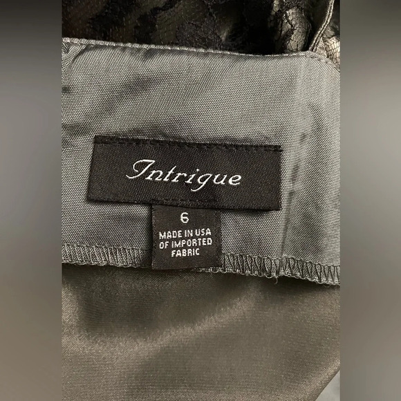 Intrigue Cocktail Party Black Lace Over Green Satin Dress Size 6 - Picture 9 of 13